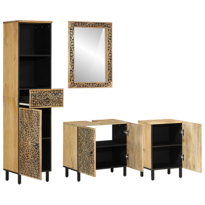 Set Mobili da Bagno 4 pz in Legno Massello di Mango | homemem39