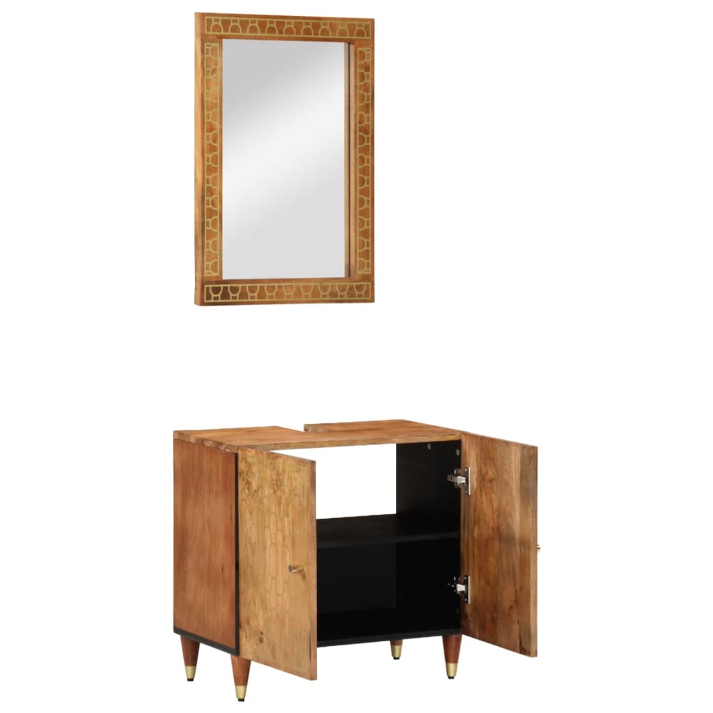 Set Mobili da Bagno 2pz in Legno Massello di Mango | homemem39