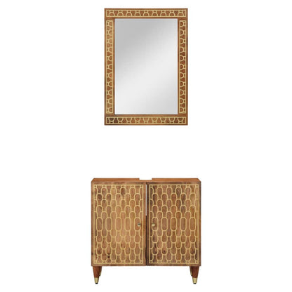Set Mobili da Bagno 2pz in Legno Massello di Mango | homemem39