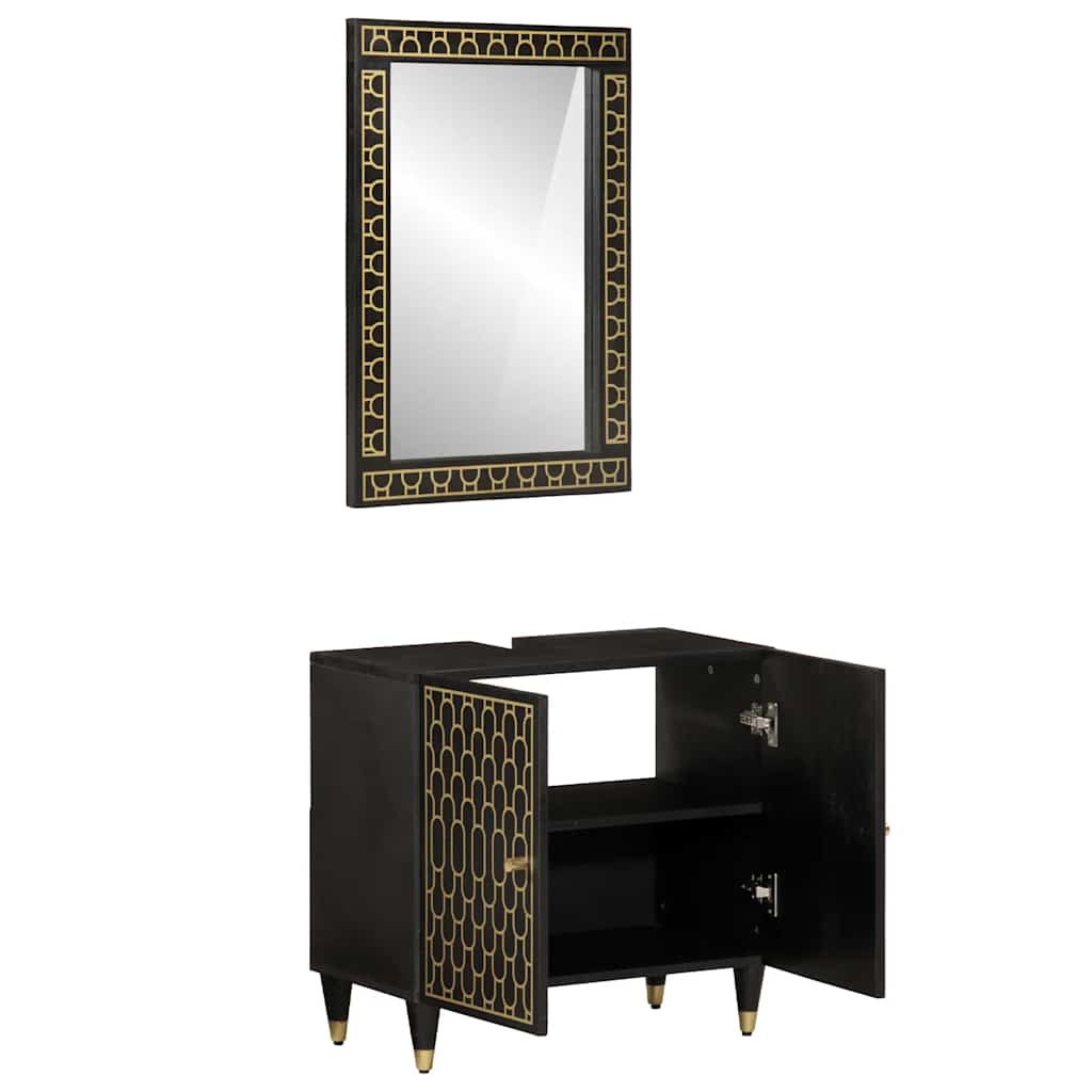 Set Mobili da Bagno 2pz in Legno Massello di Mango | homemem39