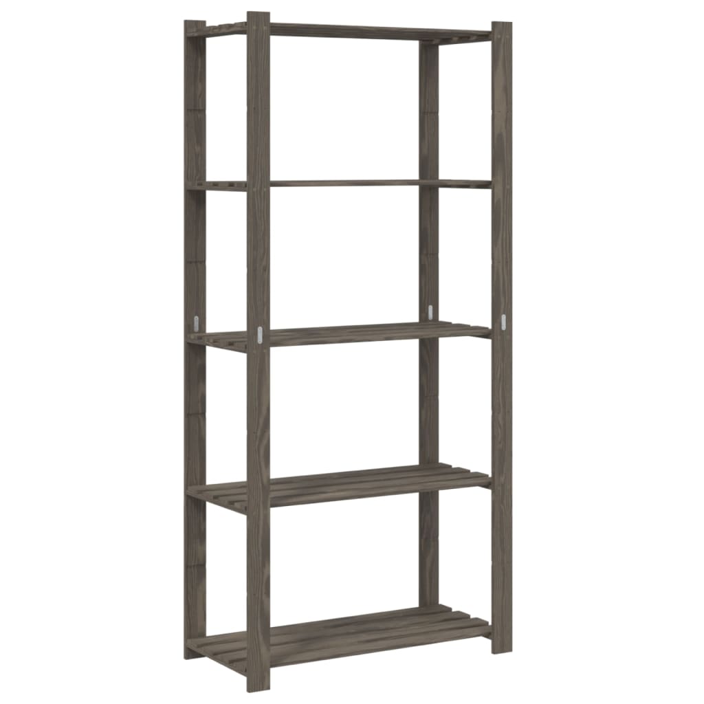 Scaffale a 5 Livelli Grigio 80x38x170 cm in Legno di Pino | homemem39