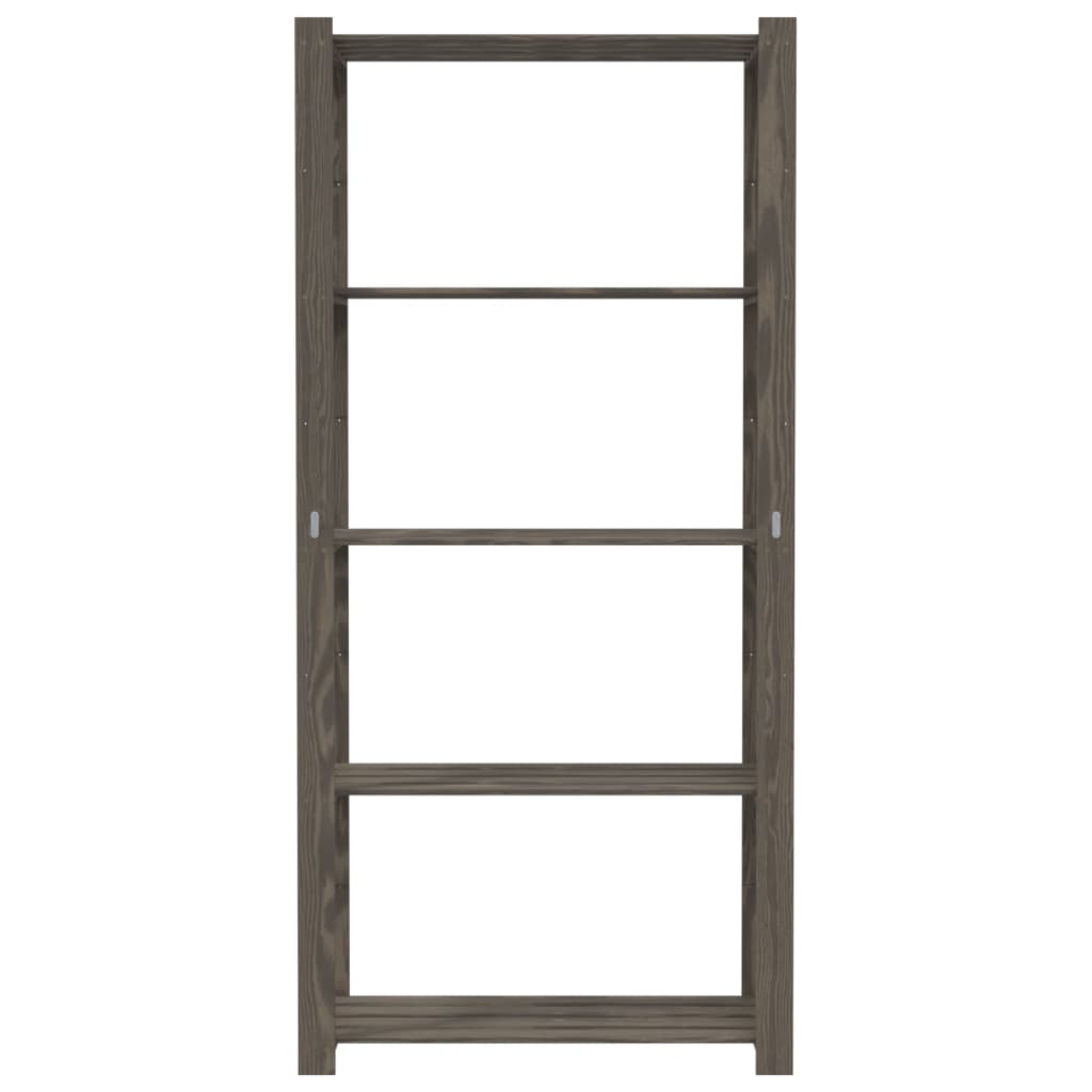Scaffale a 5 Livelli Grigio 80x38x170 cm in Legno di Pino | homemem39