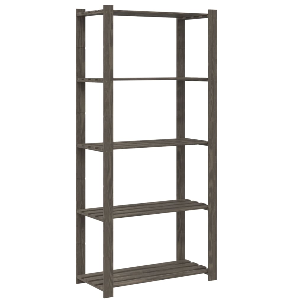 Scaffale a 5 Livelli Grigio 80x38x170 cm in Legno di Pino | homemem39
