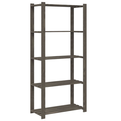 Scaffale a 5 Livelli Grigio 80x38x170 cm in Legno di Pino | homemem39