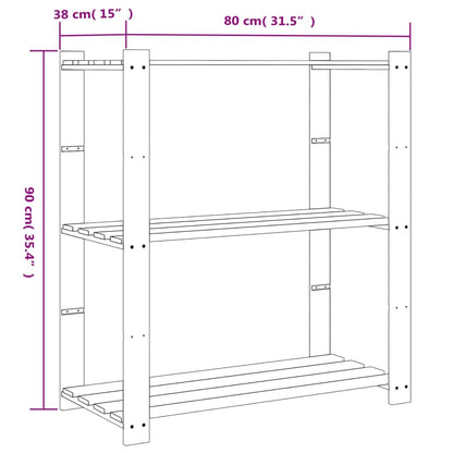 Scaffale a 3 Livelli Grigio 80x38x90 cm in Legno di Pino