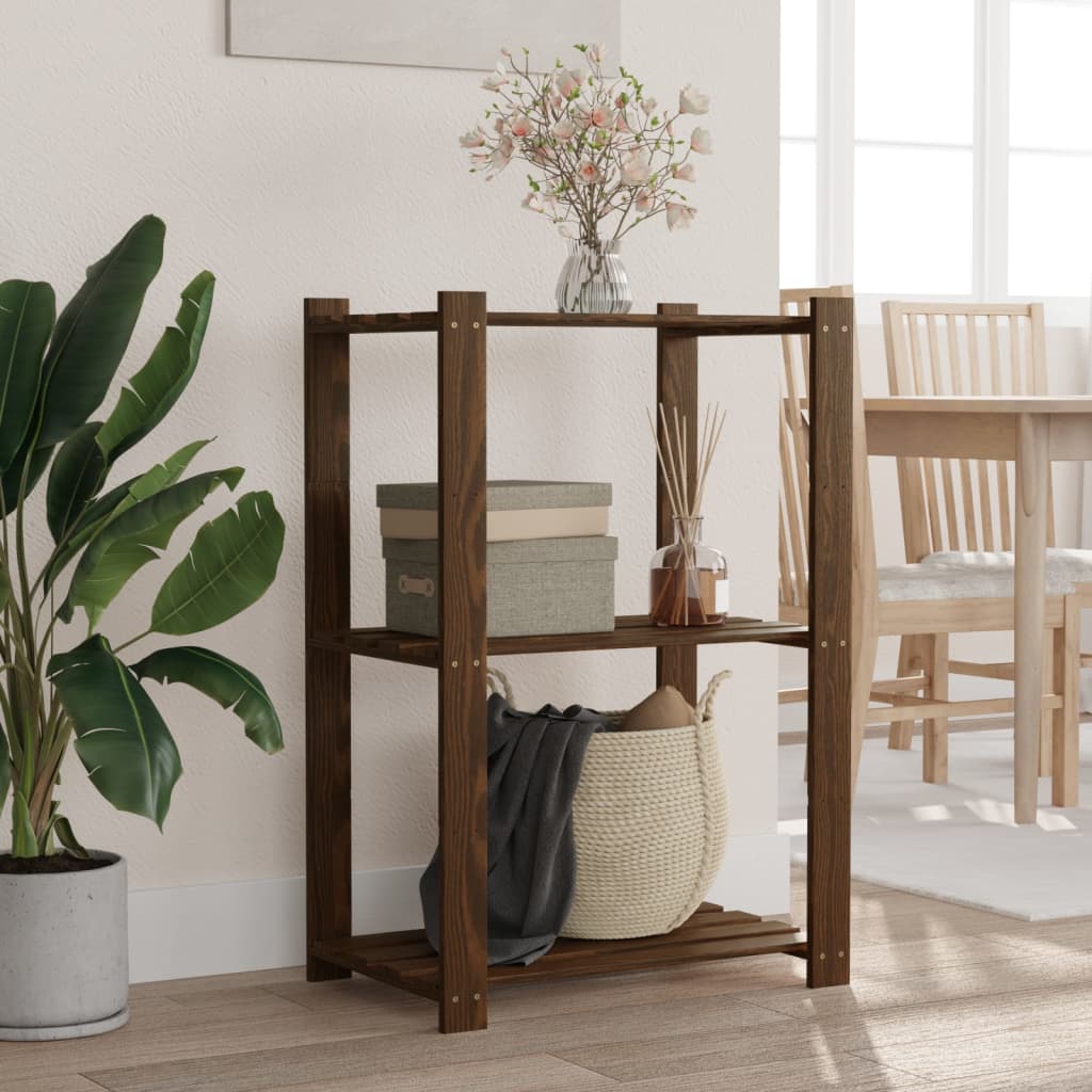Scaffale a 3 Livelli Marrone 60x38x90 cm in Legno di Pino | homemem39