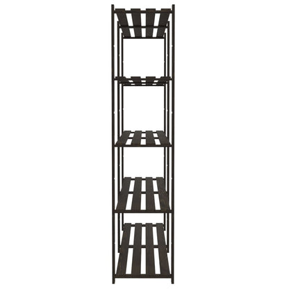 Scaffale a 5 Livelli Nero 170x38x170 cm in Legno di Pino