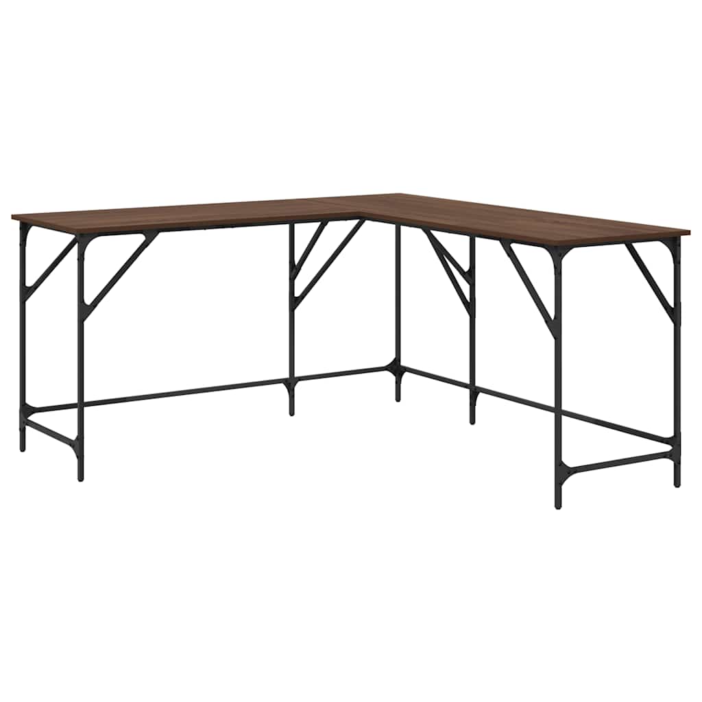 Scrivania Rovere Marrone 149x149x75 cm in Legno Multistrato