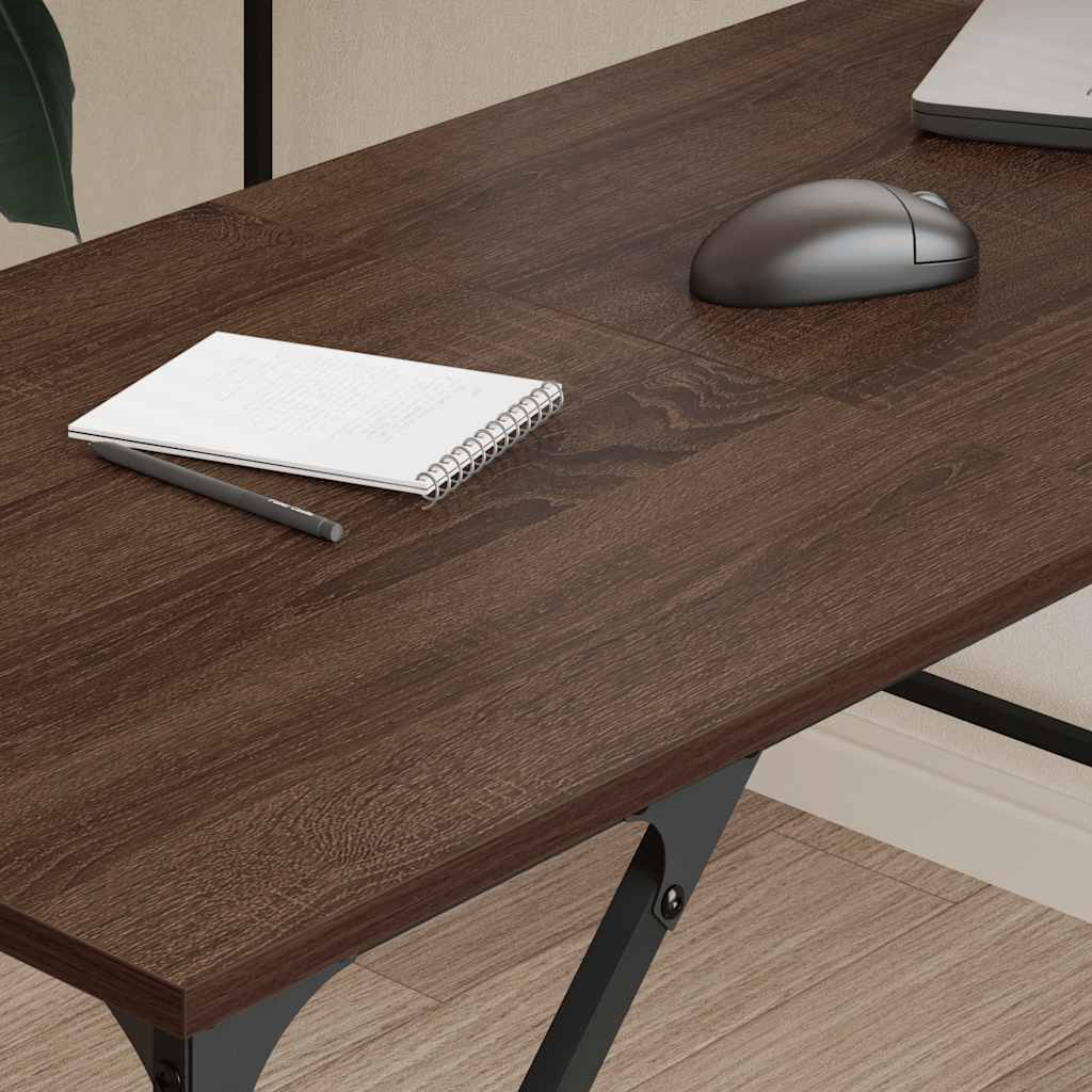 Scrivania Rovere Marrone 149x149x75 cm in Legno Multistrato | homemem39