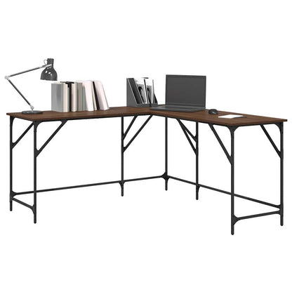Scrivania Rovere Marrone 149x149x75 cm in Legno Multistrato