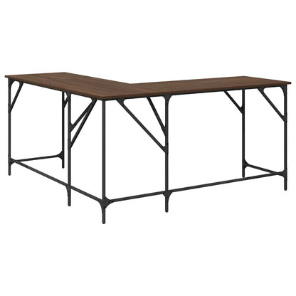 Scrivania Rovere Marrone 149x149x75 cm in Legno Multistrato