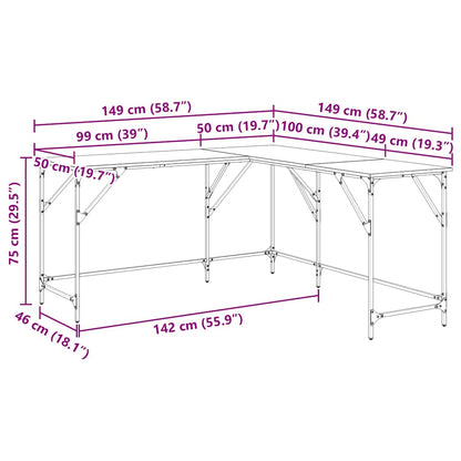 Scrivania Rovere Marrone 149x149x75 cm in Legno Multistrato | homemem39