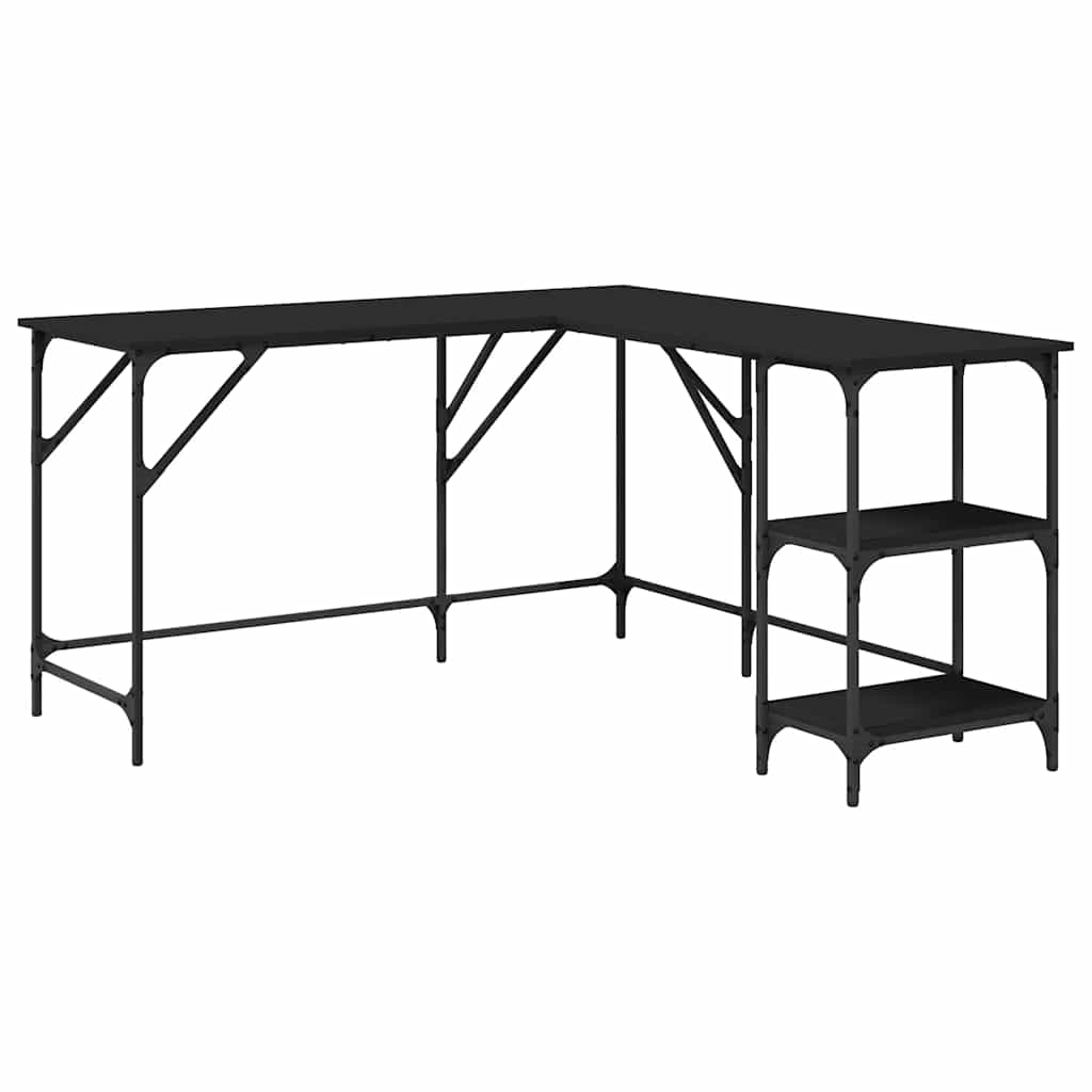 Scrivania Nera 139x139x75 cm in Legno Multistrato
