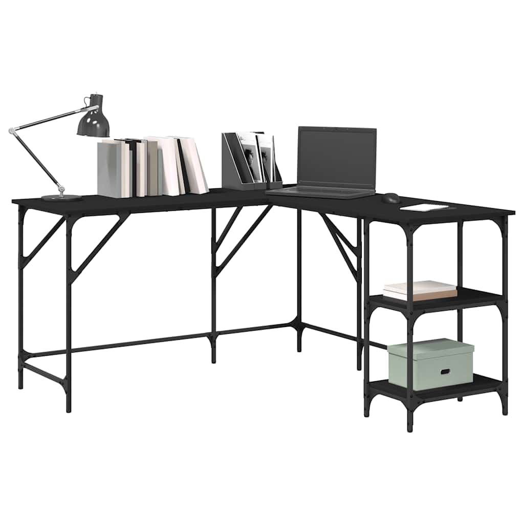 Scrivania Nera 139x139x75 cm in Legno Multistrato