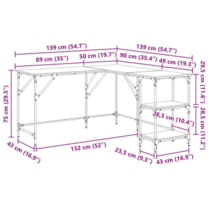 Scrivania Rovere Sonoma 139x139x75 cm in Legno Multistrato