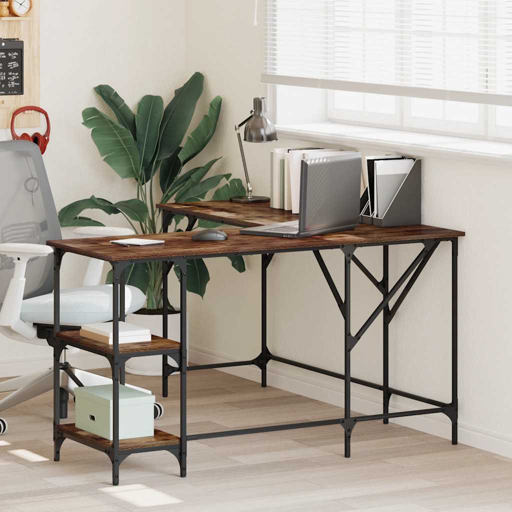 Scrivania Rovere Fumo 139x139x75 cm in Legno Multistrato - homemem39