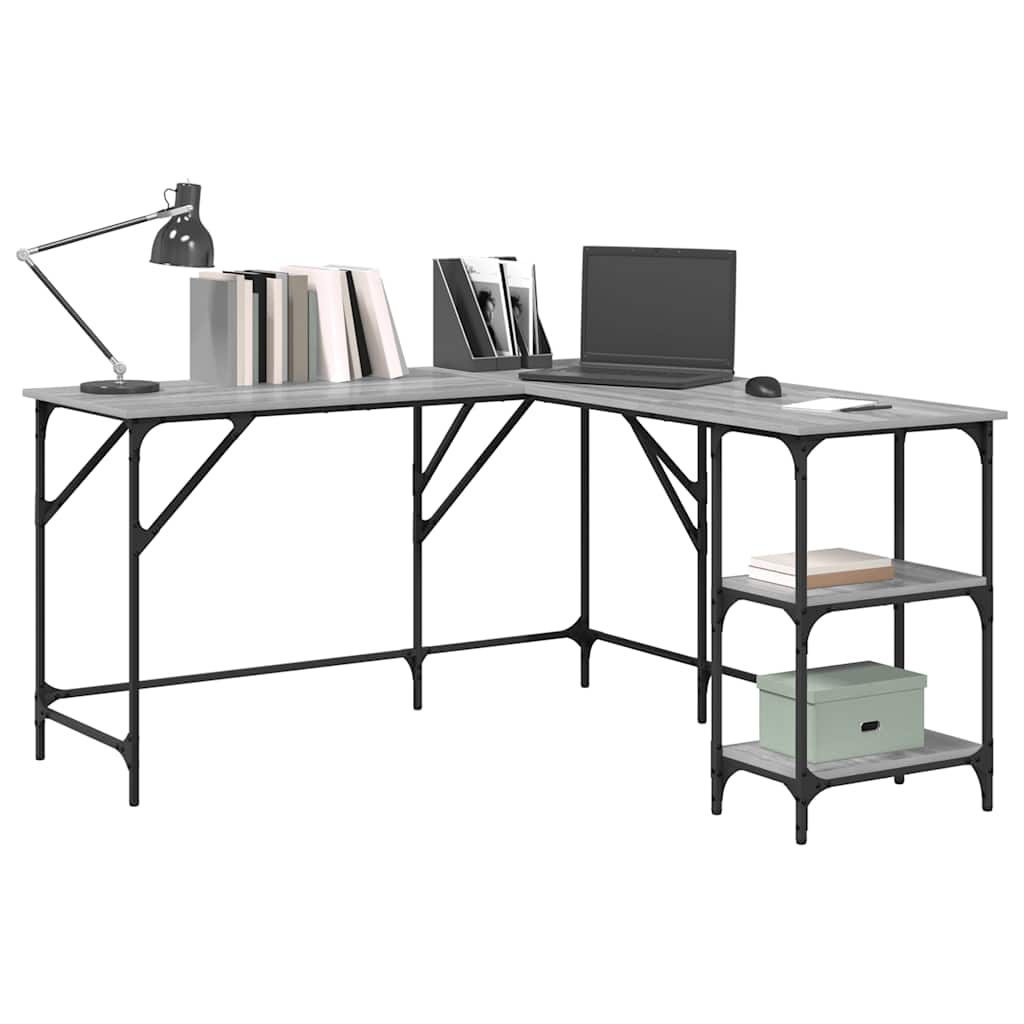 Scrivania Grigio Sonoma 139x139x75 cm in Legno Multistrato