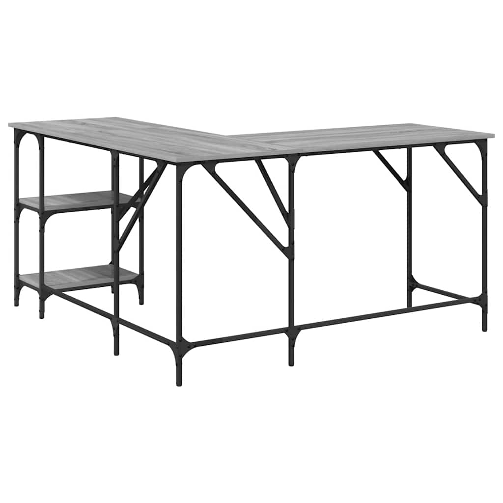 Scrivania Grigio Sonoma 139x139x75 cm in Legno Multistrato | homemem39