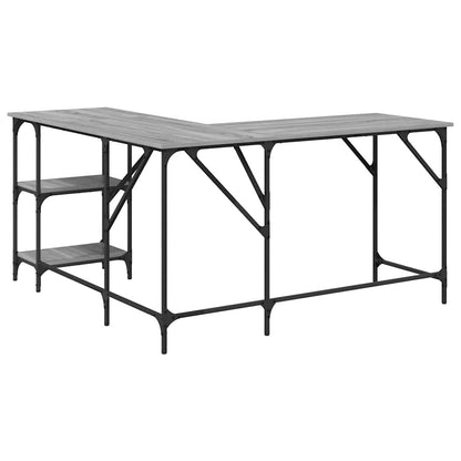Scrivania Grigio Sonoma 139x139x75 cm in Legno Multistrato | homemem39
