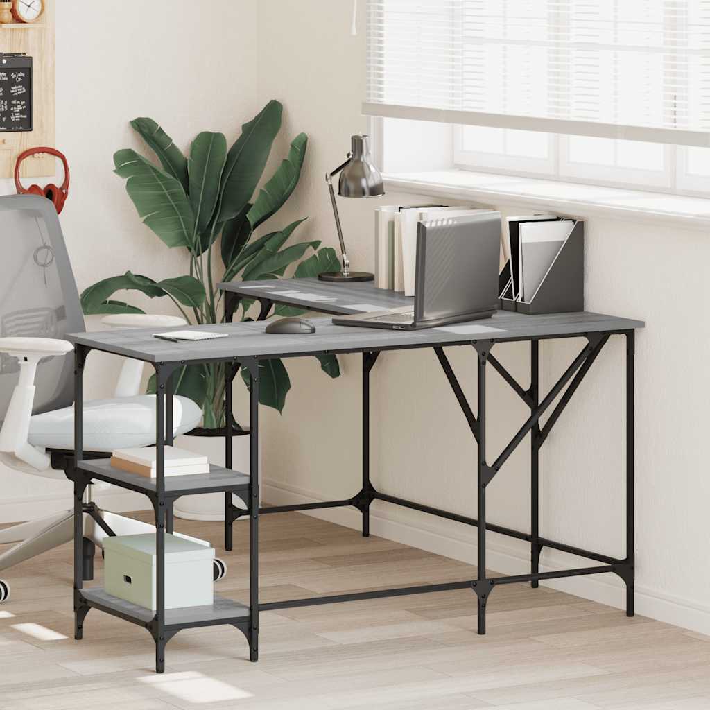 Scrivania Grigio Sonoma 139x139x75 cm in Legno Multistrato | homemem39