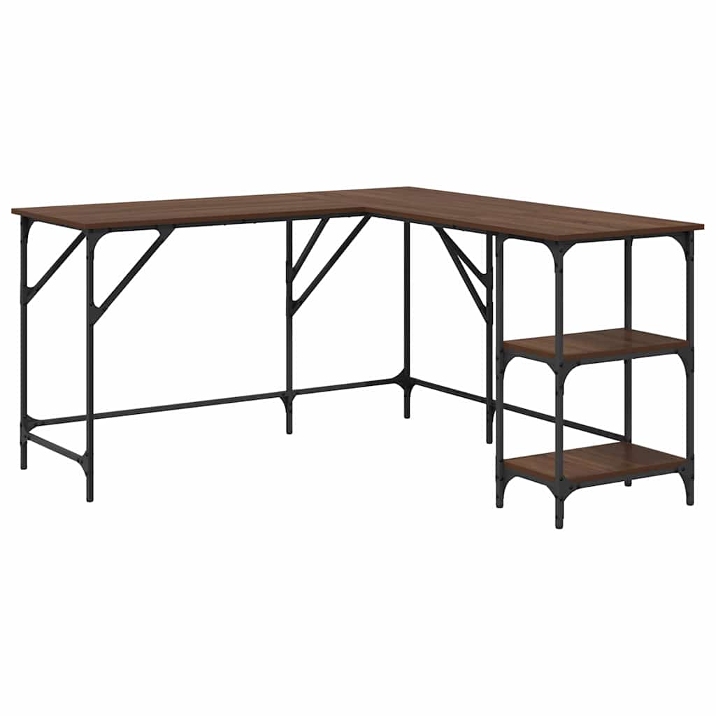 Scrivania Rovere Marrone 139x139x75 cm in Legno Multistrato | homemem39