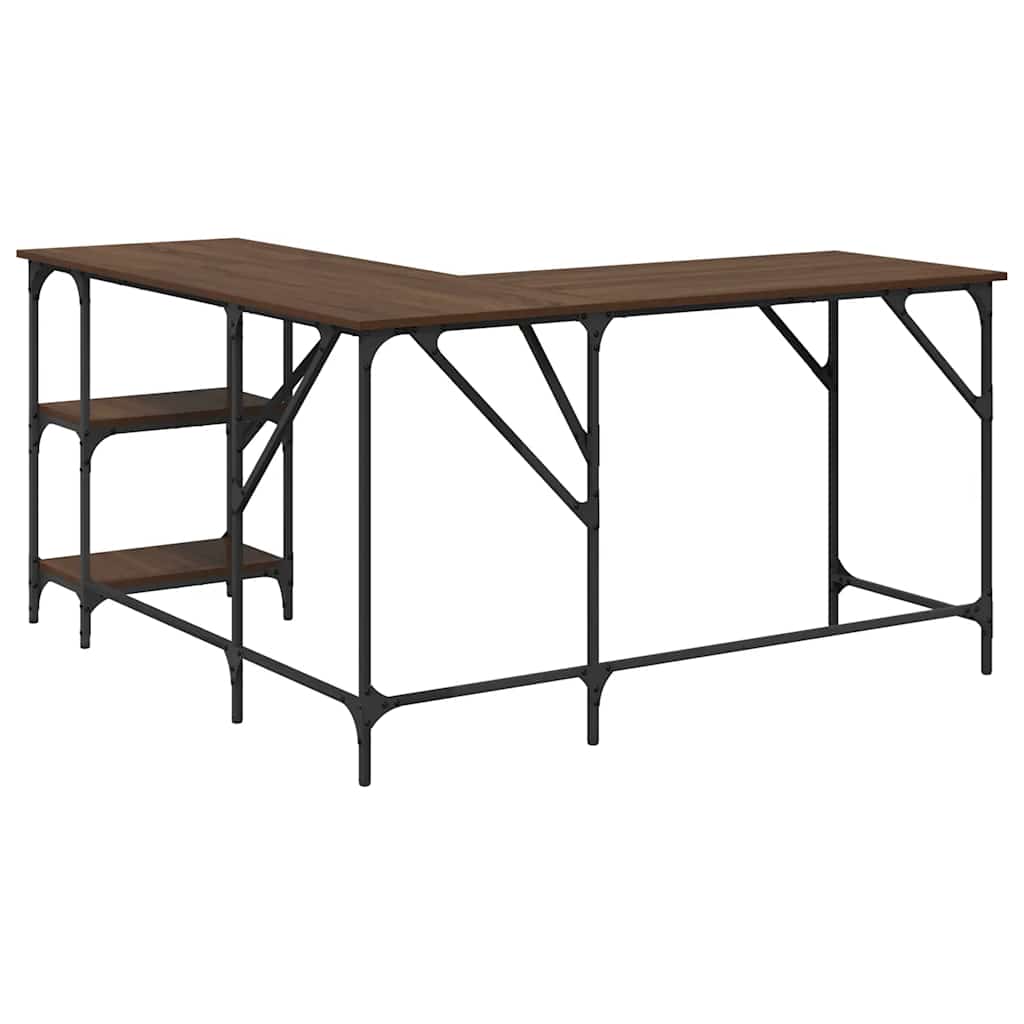 Scrivania Rovere Marrone 139x139x75 cm in Legno Multistrato | homemem39