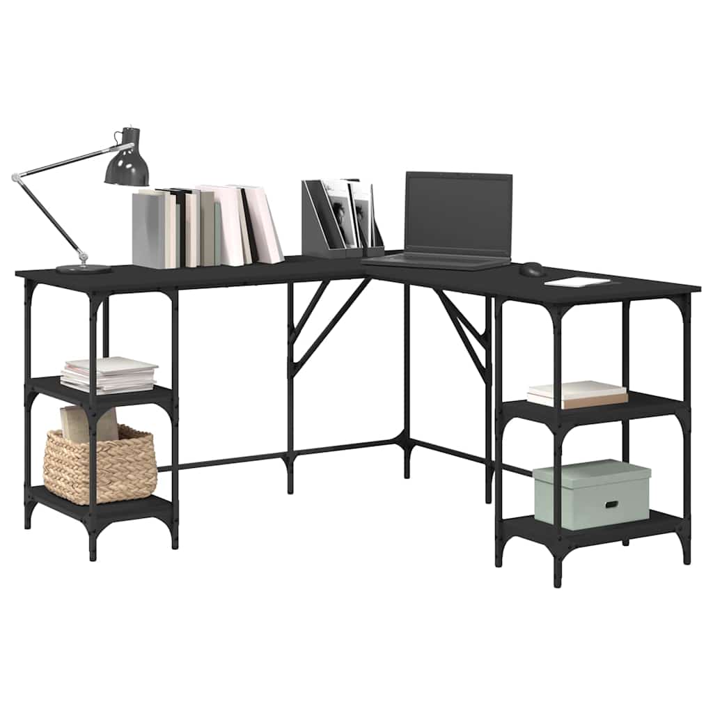 Scrivania Nera 139x139x75 cm in Legno Multistrato