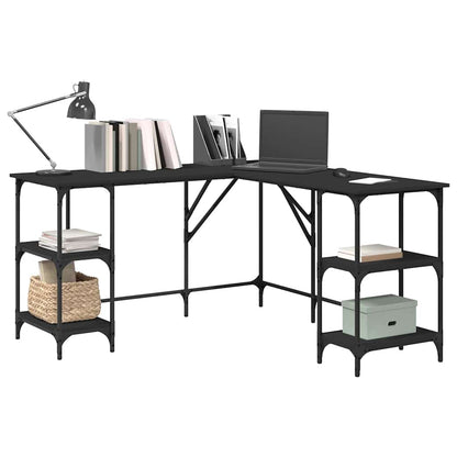 Scrivania Nera 139x139x75 cm in Legno Multistrato