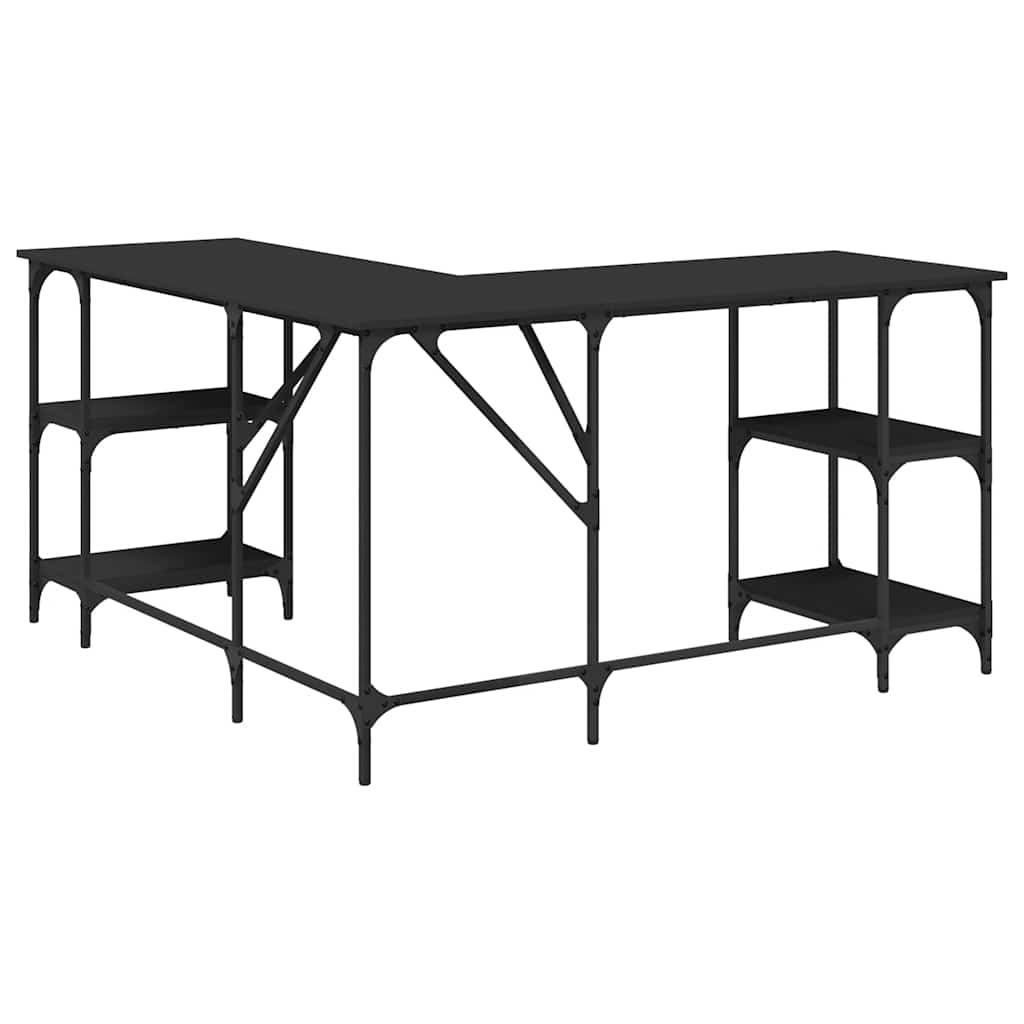 Scrivania Nera 139x139x75 cm in Legno Multistrato