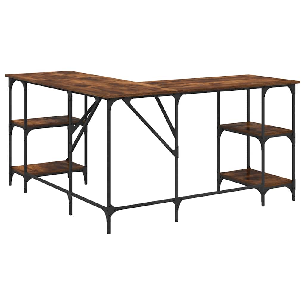 Scrivania Rovere Fumo 139x139x75 cm in Legno Multistrato | homemem39