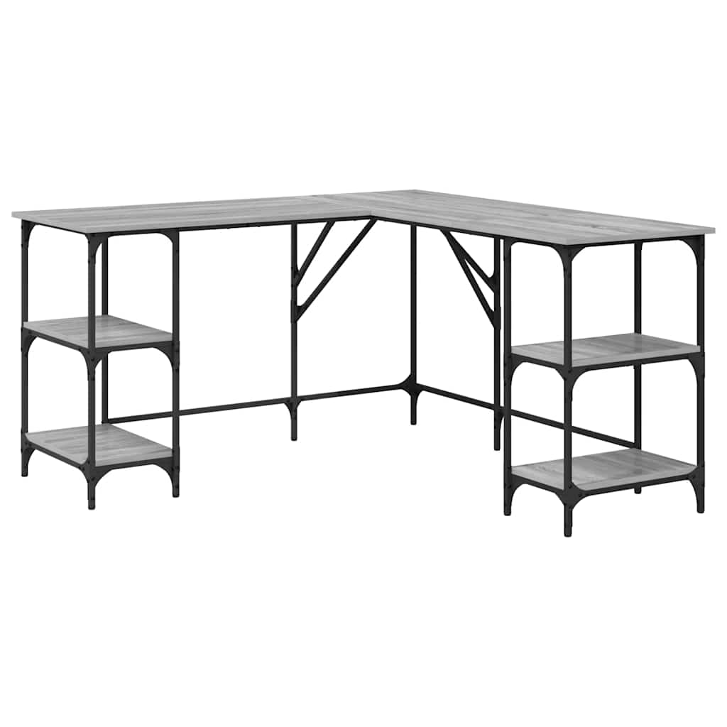 Scrivania Grigio Sonoma 139x139x75 cm in Legno Multistrato | homemem39