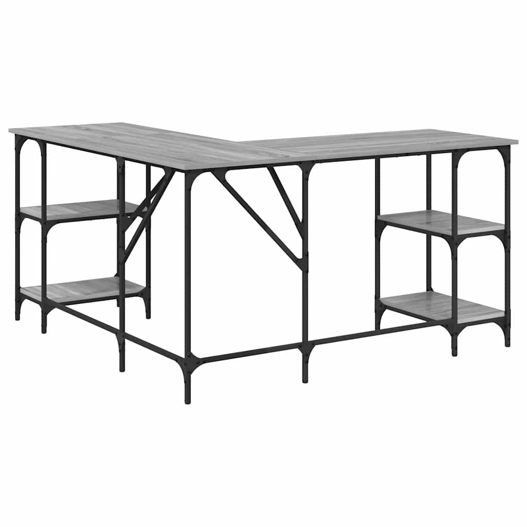 Scrivania Grigio Sonoma 139x139x75 cm in Legno Multistrato | homemem39