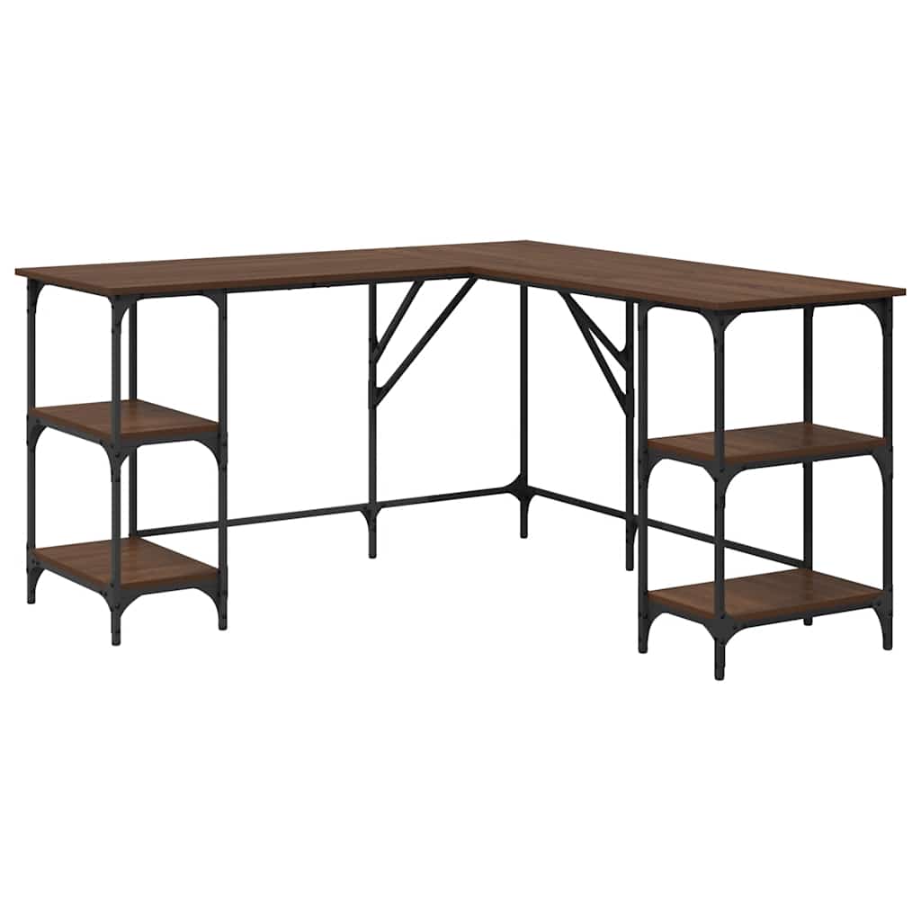 Scrivania Rovere Marrone 139x139x75 cm in Legno Multistrato | homemem39