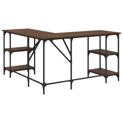 Scrivania Rovere Marrone 139x139x75 cm in Legno Multistrato | homemem39