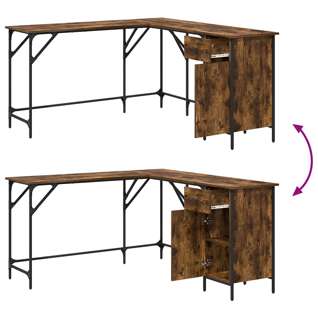 Scrivania Rovere Fumo 141x141x75 cm in Legno Multistrato