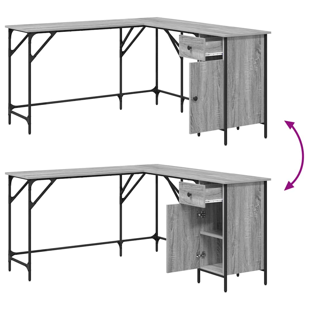 Scrivania Grigio Sonoma 141x141x75 cm in Legno Multistrato