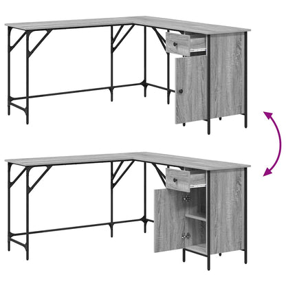 Scrivania Grigio Sonoma 141x141x75 cm in Legno Multistrato