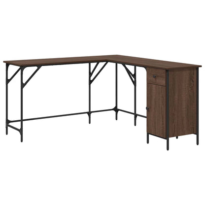 Scrivania Rovere Marrone 141x141x75 cm in Legno Multistrato | homemem39