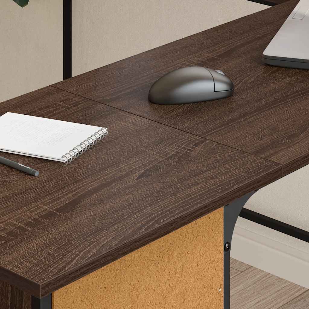 Scrivania Rovere Marrone 141x141x75 cm in Legno Multistrato | homemem39