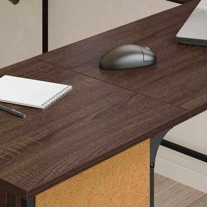 Scrivania Rovere Marrone 141x141x75 cm in Legno Multistrato | homemem39