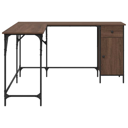 Scrivania Rovere Marrone 141x141x75 cm in Legno Multistrato | homemem39