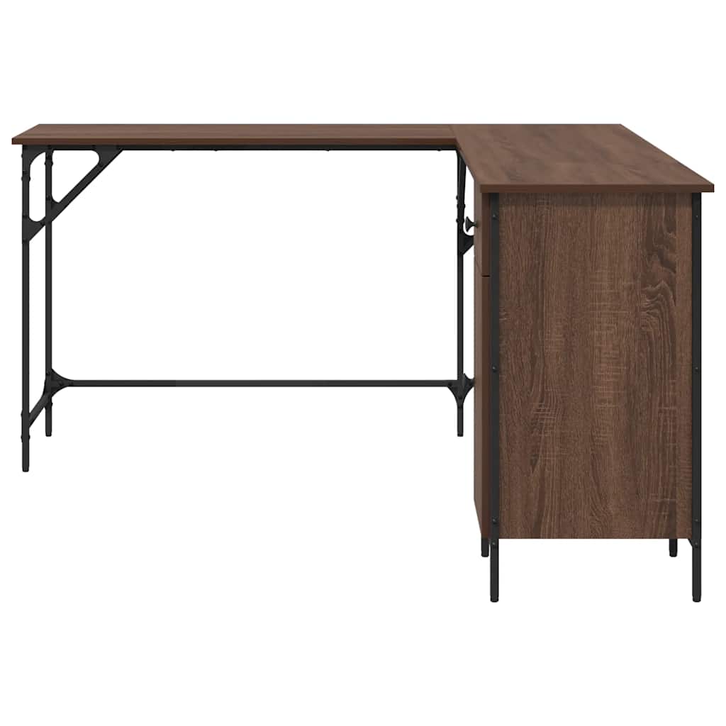 Scrivania Rovere Marrone 141x141x75 cm in Legno Multistrato | homemem39