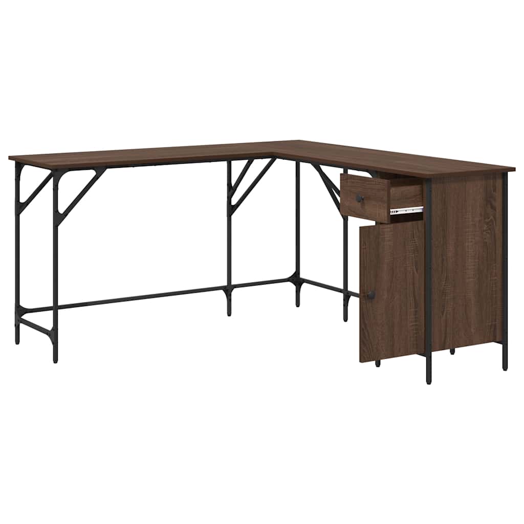 Scrivania Rovere Marrone 141x141x75 cm in Legno Multistrato | homemem39