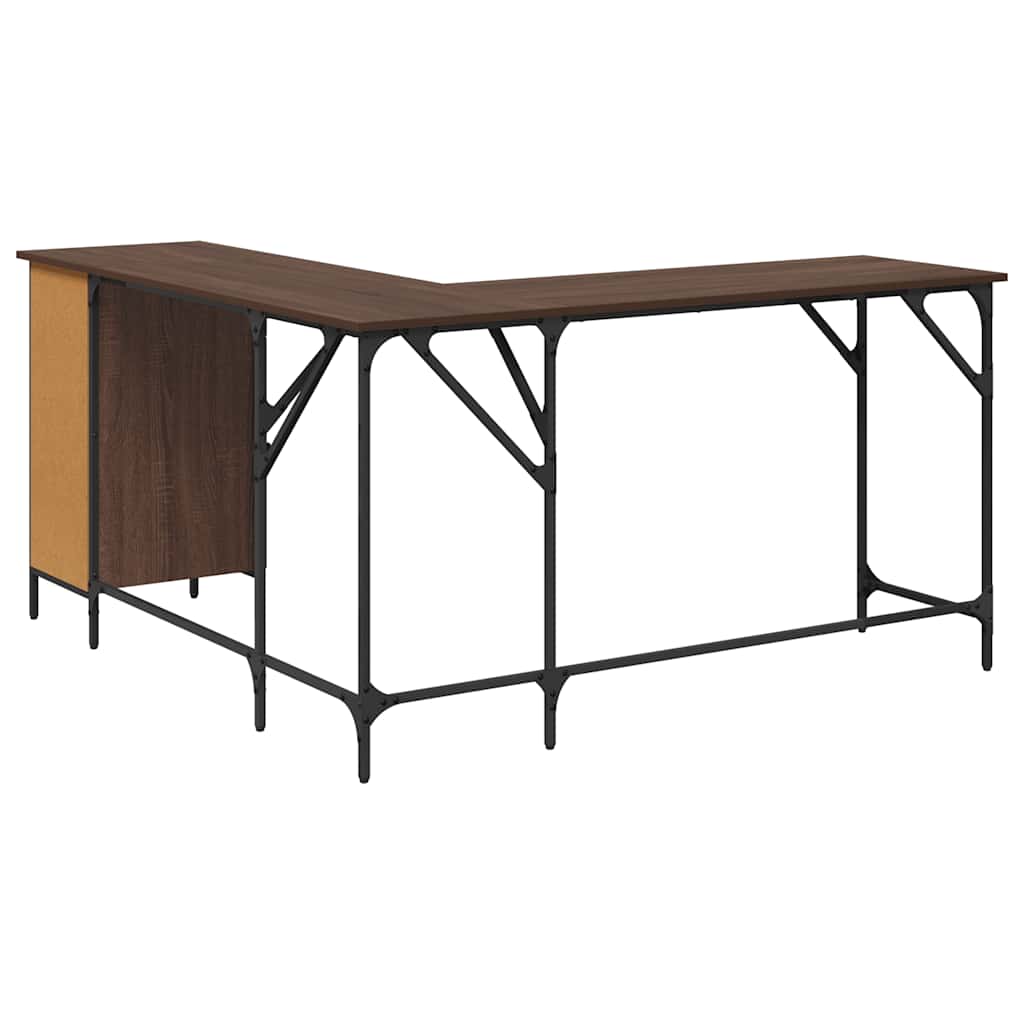 Scrivania Rovere Marrone 141x141x75 cm in Legno Multistrato | homemem39