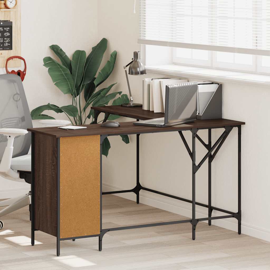 Scrivania Rovere Marrone 141x141x75 cm in Legno Multistrato | homemem39