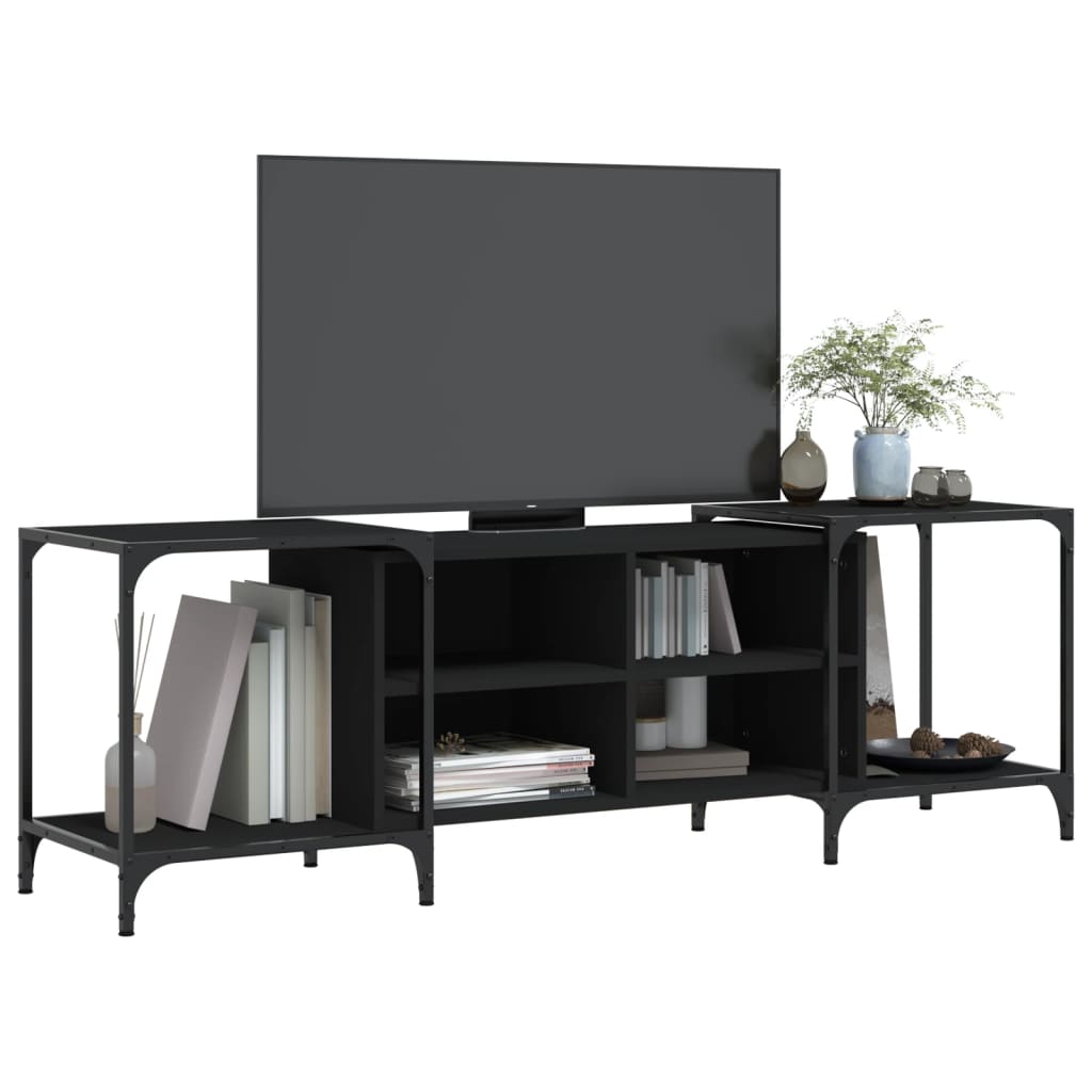 Mobile Porta TV Nero 153x37x50 cm in Legno Multistrato - homemem39