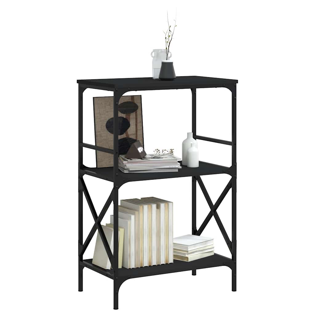 Libreria a 3 Ripiani Nera 59x35x90,5 cm in Legno Multistrato | homemem39
