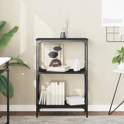 Libreria a 3 Ripiani Nera 59x35x90,5 cm in Legno Multistrato | homemem39