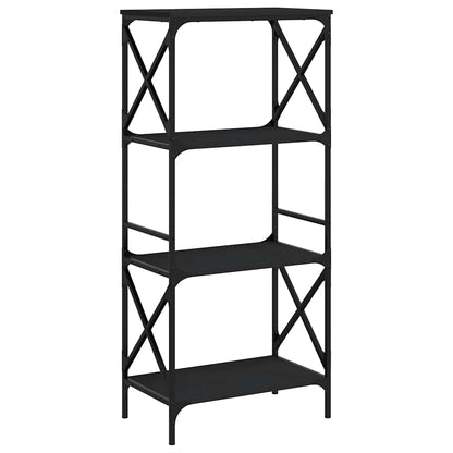 Libreria a 4 Ripiani Nera 59x35x132 cm in Legno Multistrato | homemem39