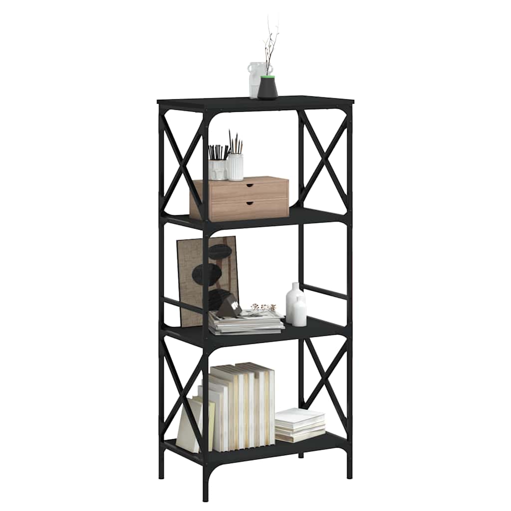 Libreria a 4 Ripiani Nera 59x35x132 cm in Legno Multistrato | homemem39
